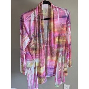 Pink Floral Open Drape Lightweight Cardigan size M